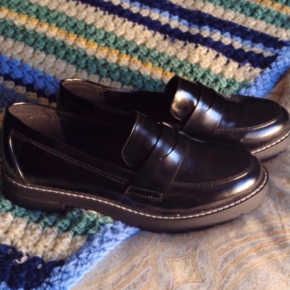 brand new justfab patent leather heeled loafers women's size 8